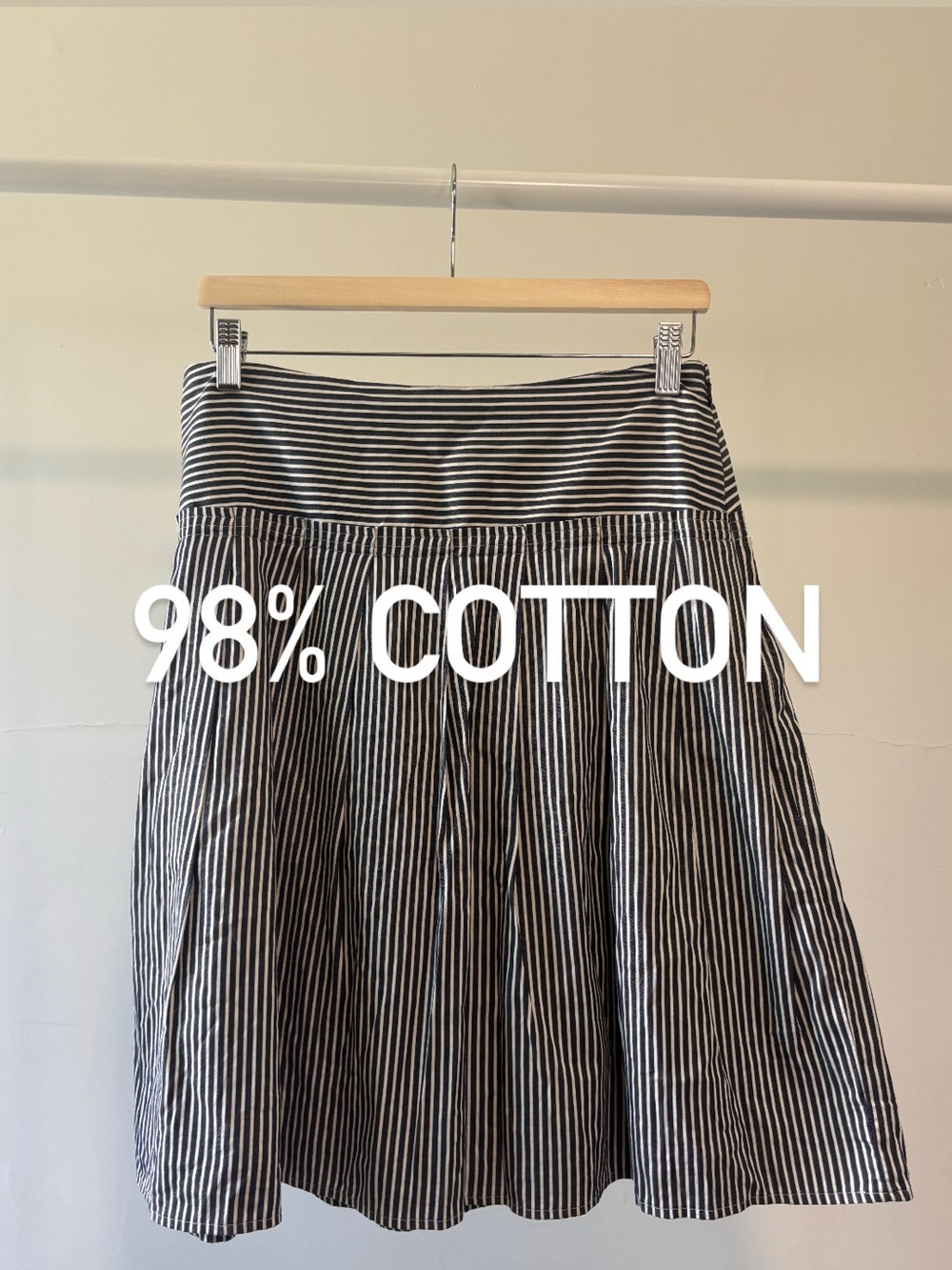 Banana Republic Striped Cotton A-Line Skirt | Navy & White | 100% cotton